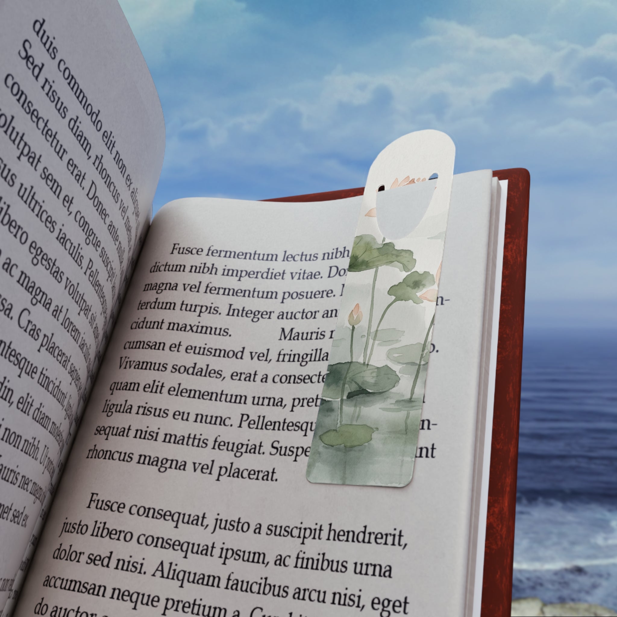 Lotus Watercolor Bookmark — Floral Metal Corner Bookmark for Readers