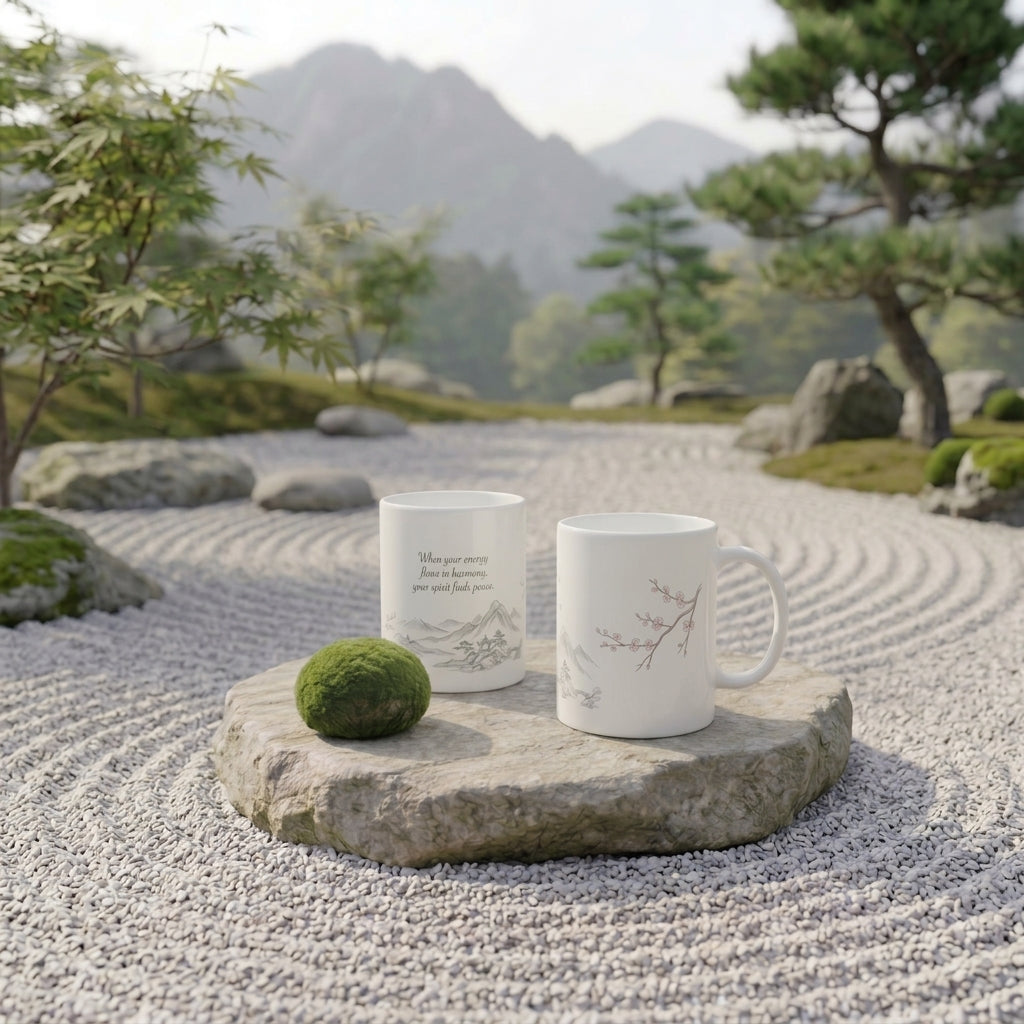 Zen Harmony Ceramic Mug — 'When your energy flows in harmony, your spirit finds peace' (11oz & 15oz)