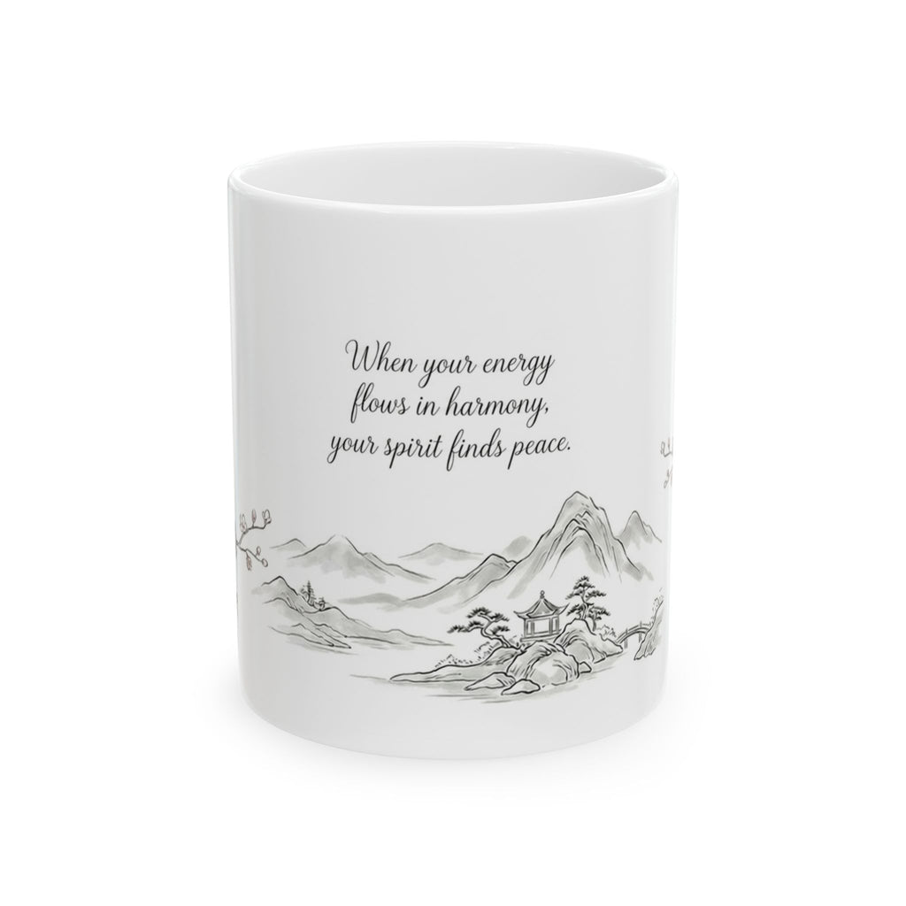 Zen Harmony Ceramic Mug — 'When your energy flows in harmony, your spirit finds peace' (11oz & 15oz)