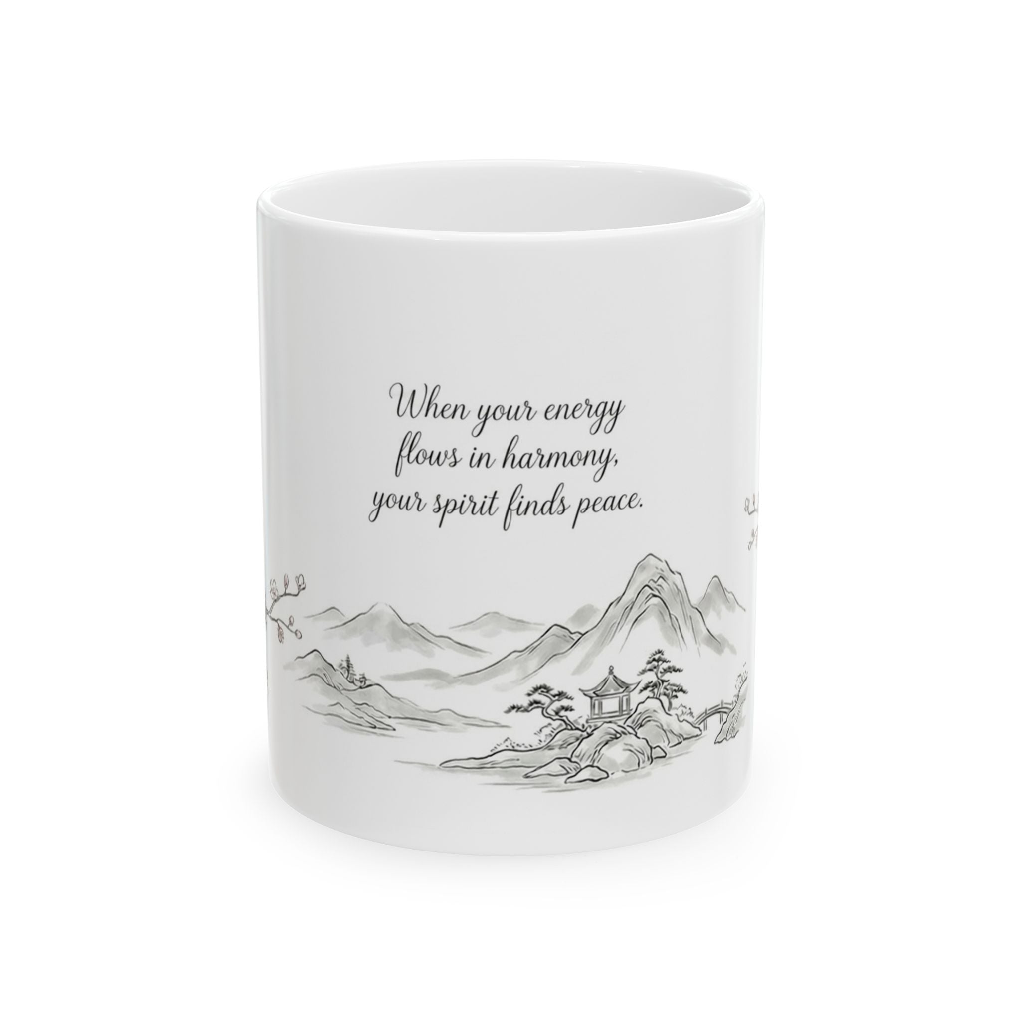 Zen Harmony Ceramic Mug — 'When your energy flows in harmony, your spirit finds peace' (11oz & 15oz)