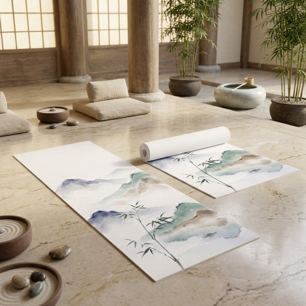 Watercolor Mountain Yoga Mat — Serene Foam Exercise Mat