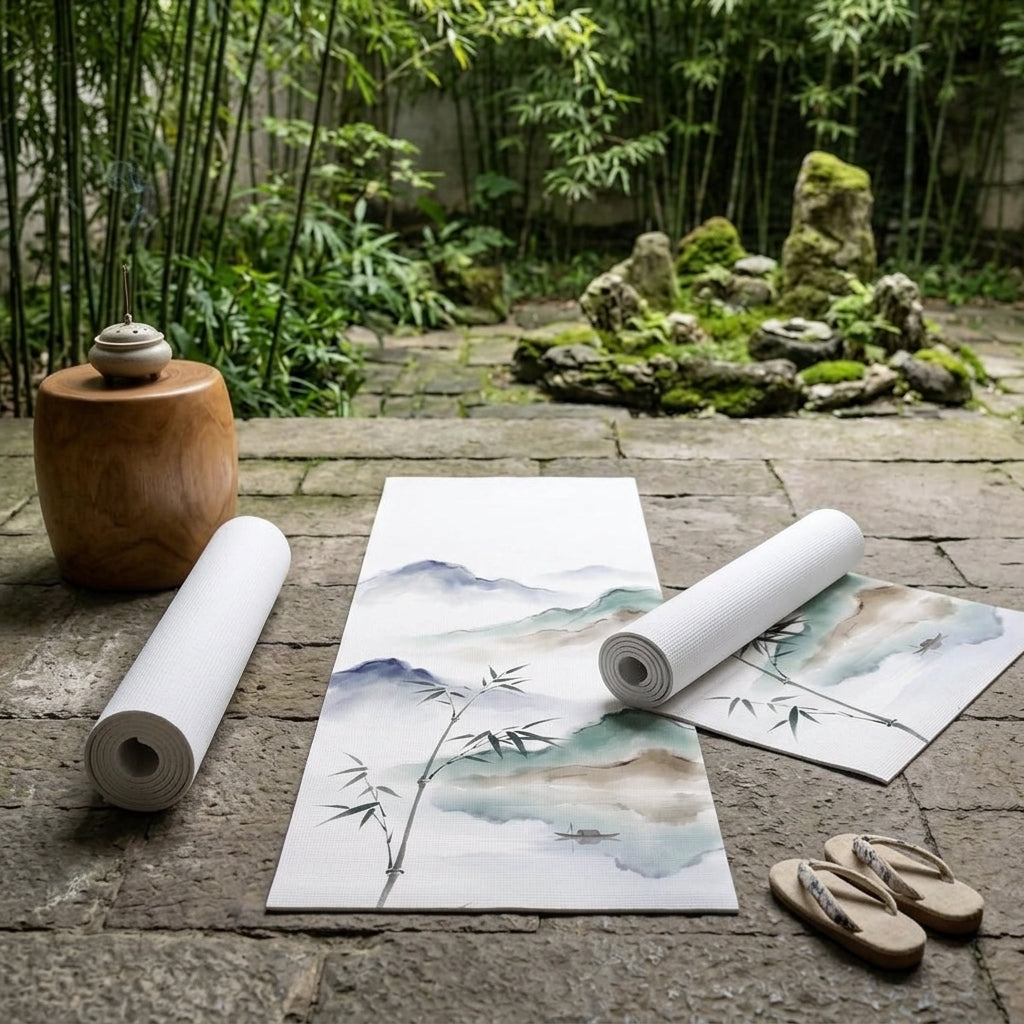 Watercolor Mountain Yoga Mat — Serene Foam Exercise Mat
